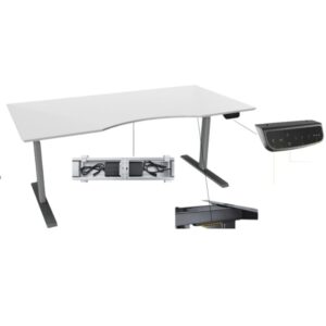Skrivebord 180x90 med el.hev/senk understell - lys grå